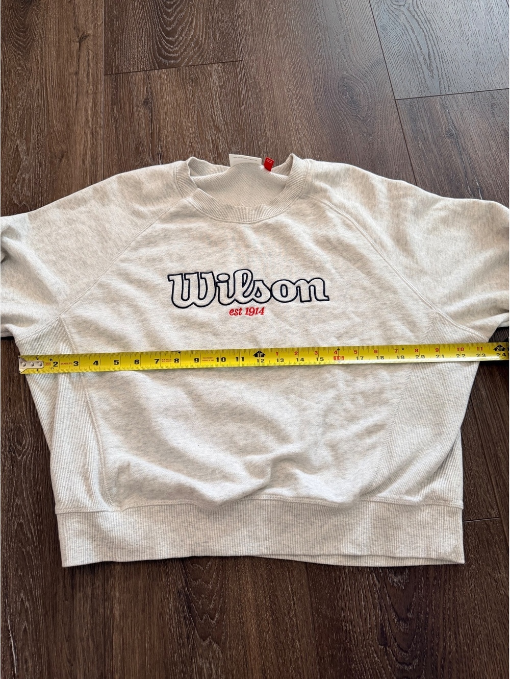 Wilson Est 1914 Grey Cropped Crewneck Sweatshirt; Athleisure; Tenniscore, Large - Picture 5 of 9